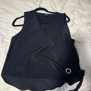 Express Black Wrap Blouse with Ring Accent